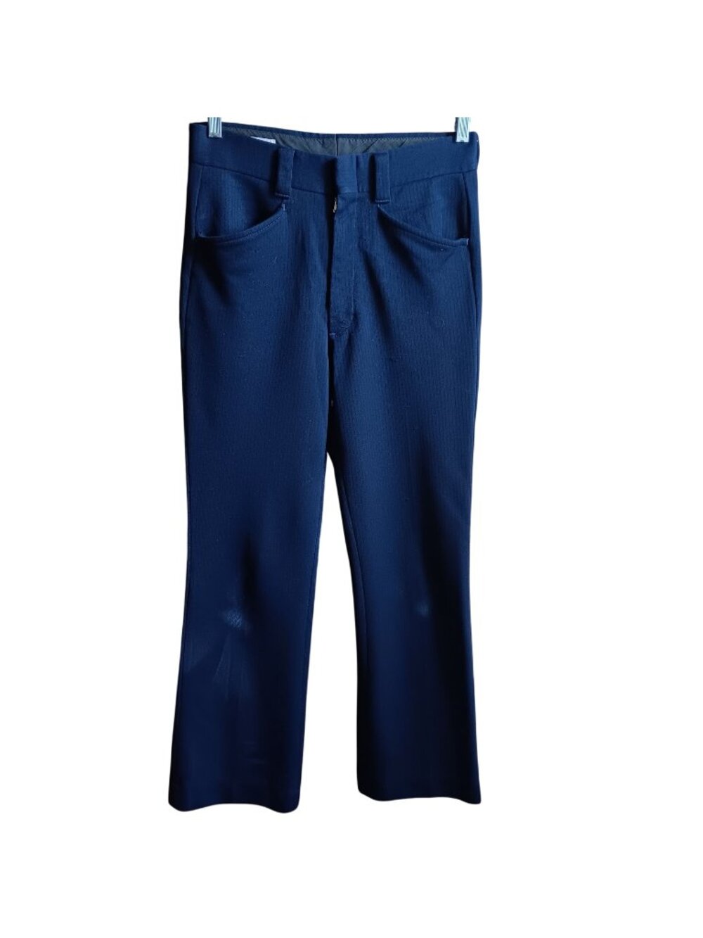 29x30 True Vintage Men's Polyester Pants Farah Blue 1970's  Bootcut Hippy